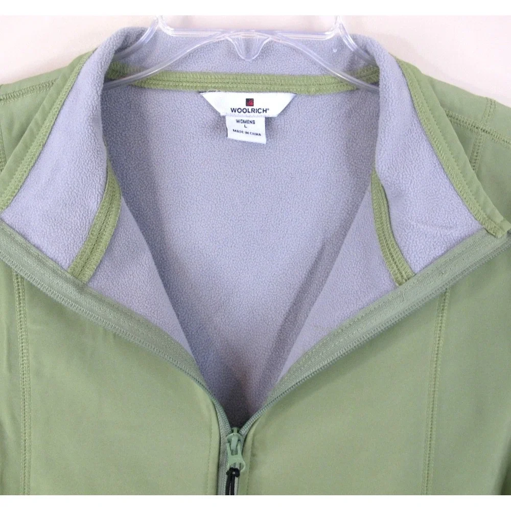 Woolrich Full Zip Softshell‎ Jacket Women's Large Aloe Green Pockets